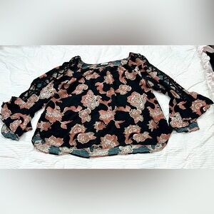 Chic Black and Pink Floral Women's Blouse